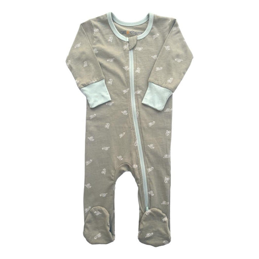 Pijama con pies con cremallera de algodón orgánico certificado GOTS - Caracol de agua dulce