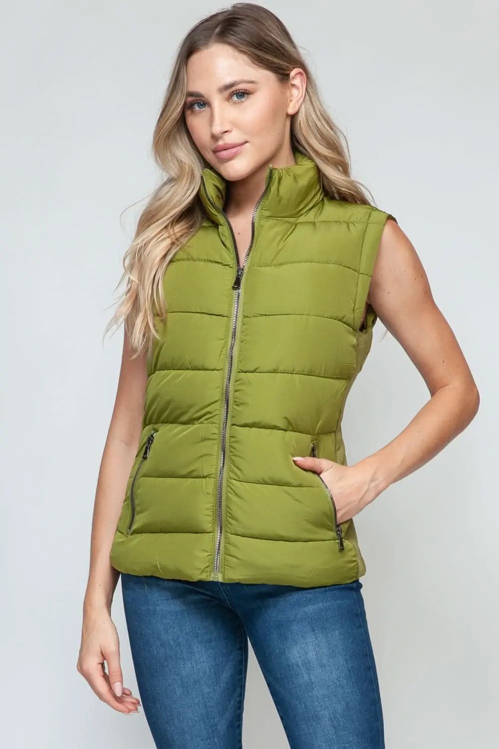 Cozy Knit Vest Women's Layering Turtleneck Zip-Up Warm Vest