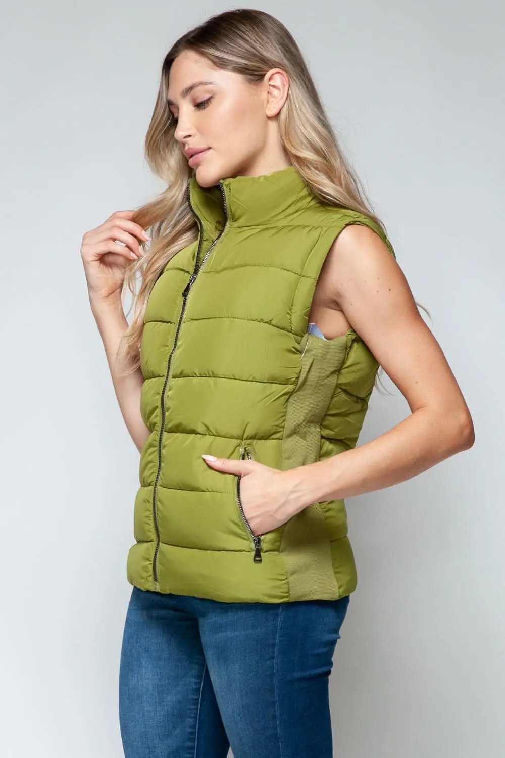 Cozy Knit Vest Women's Layering Turtleneck Zip-Up Warm Vest