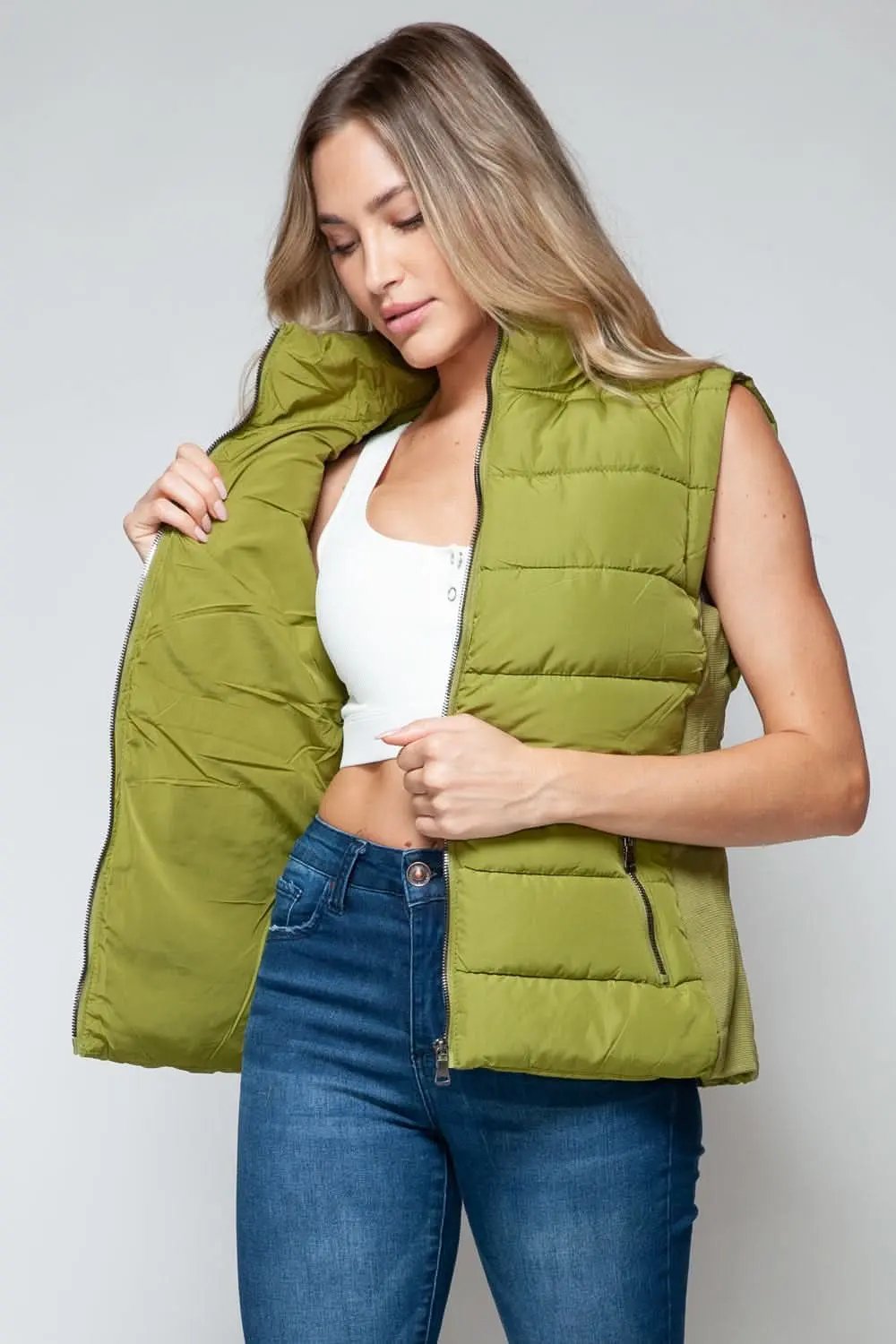 Cozy Knit Vest Women's Layering Turtleneck Zip-Up Warm Vest
