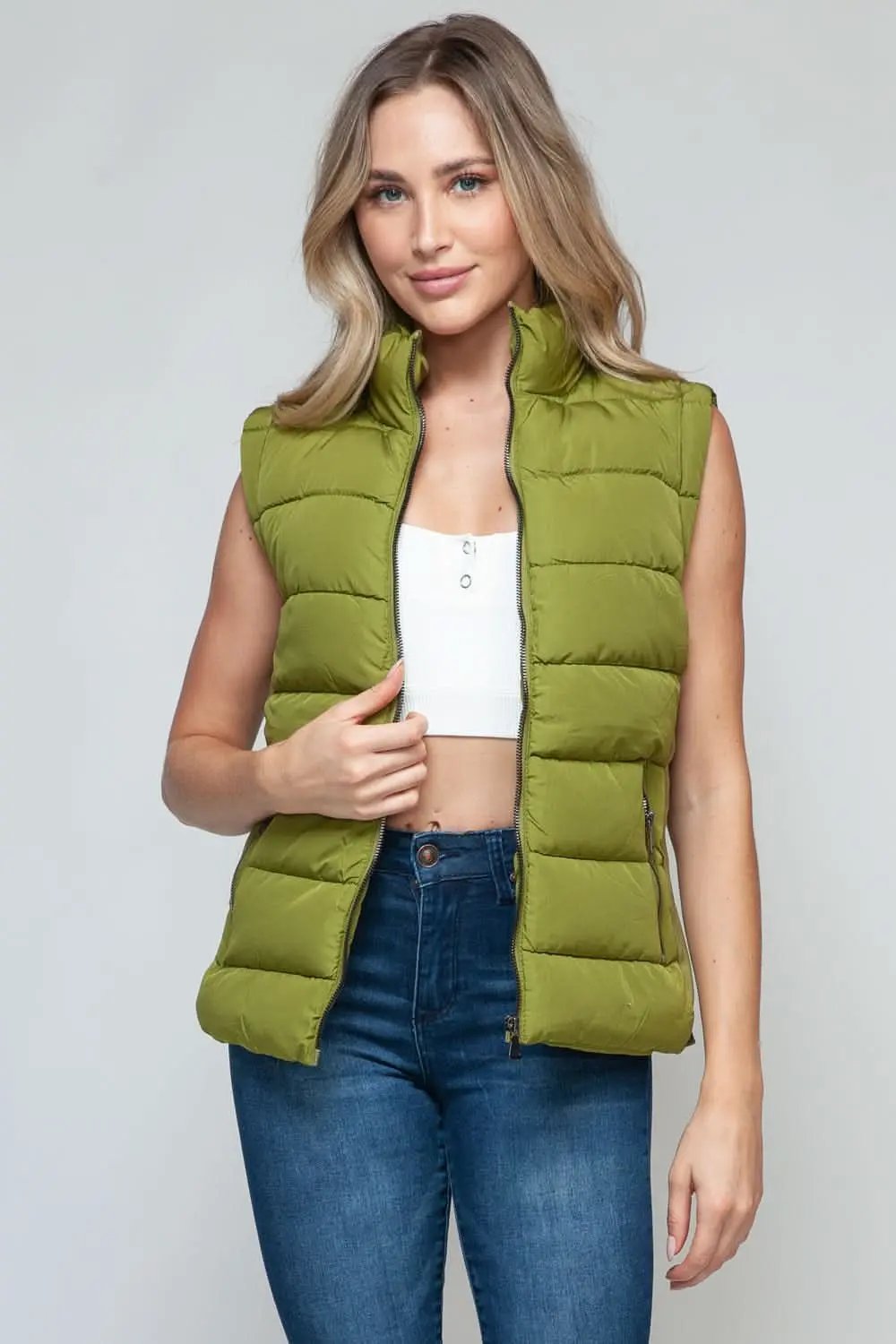 Cozy Knit Vest Women's Layering Turtleneck Zip-Up Warm Vest