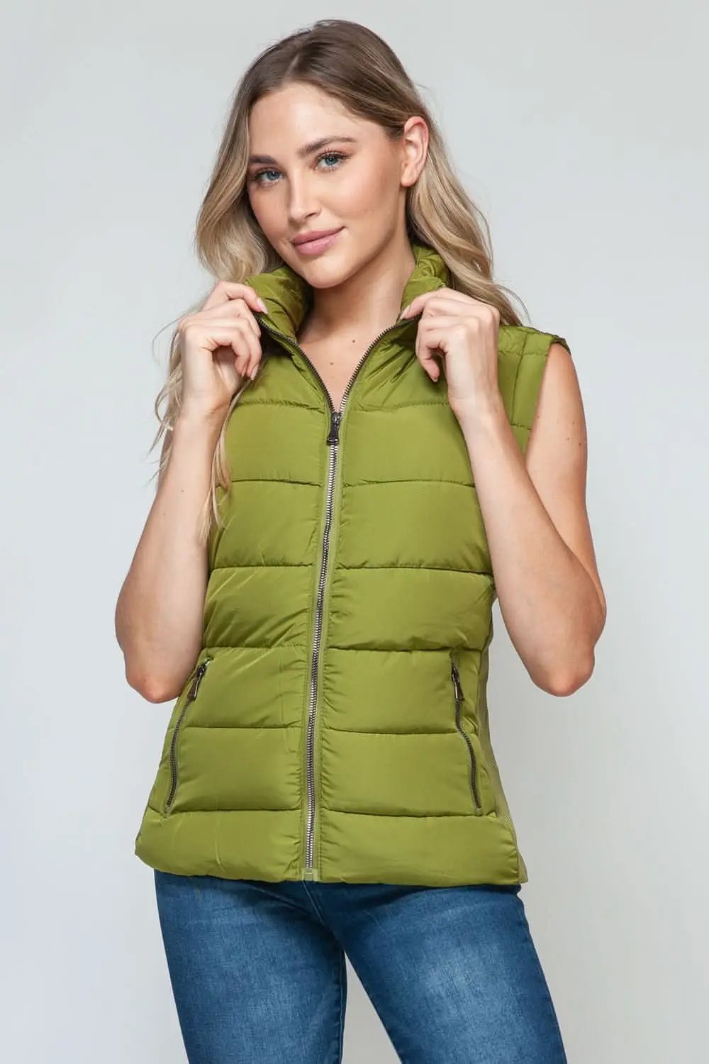 Cozy Knit Vest Women's Layering Turtleneck Zip-Up Warm Vest