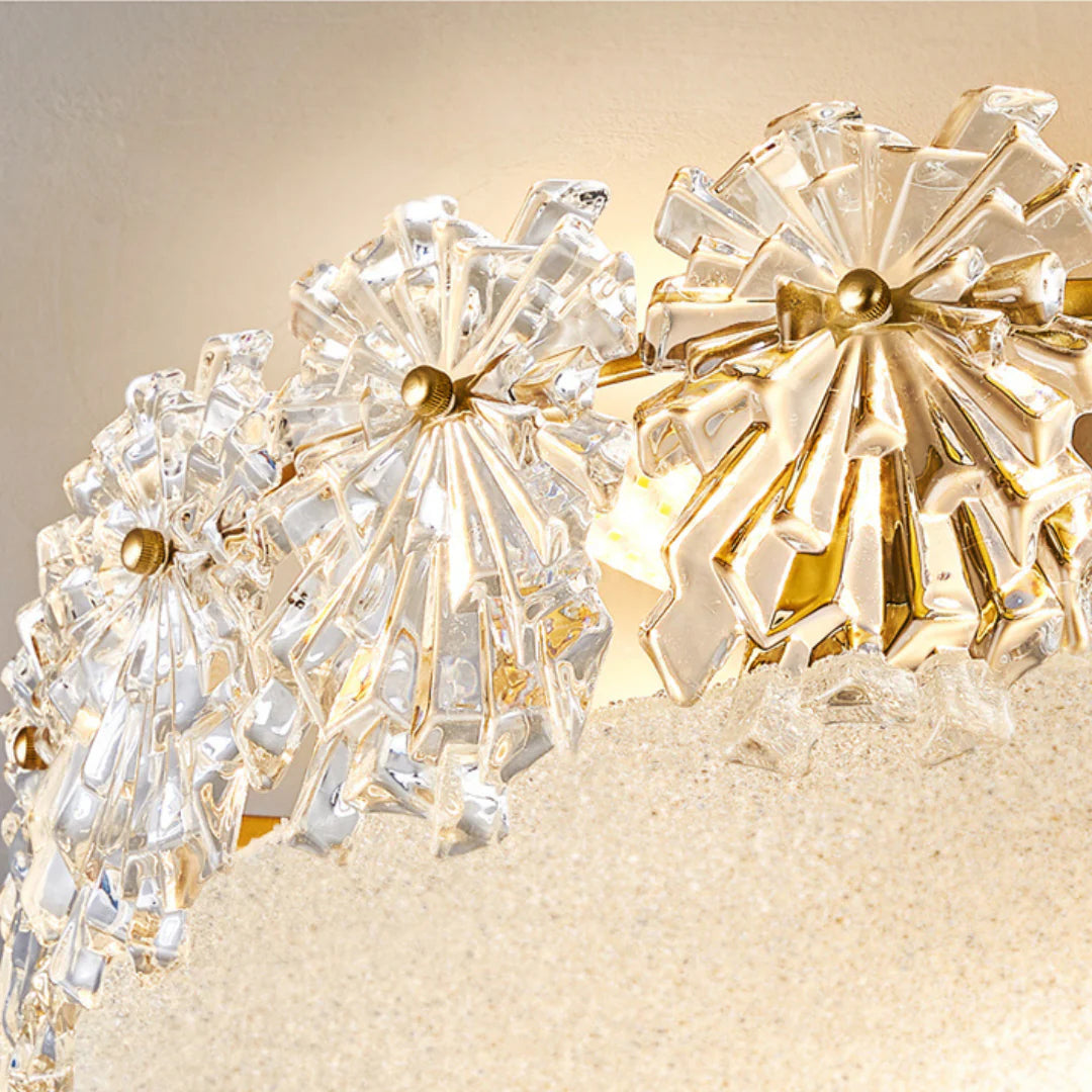 Lámpara de techo redonda de cristal Snowflake