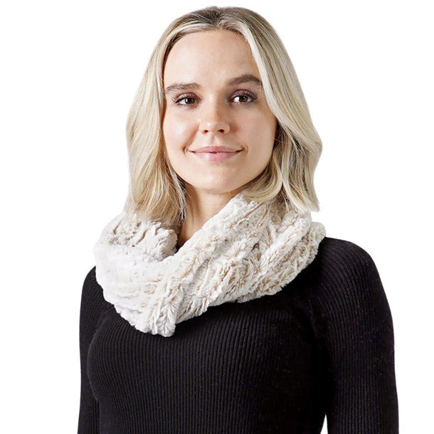 Two Tone Fuzzy Fur Infinity Scarf
