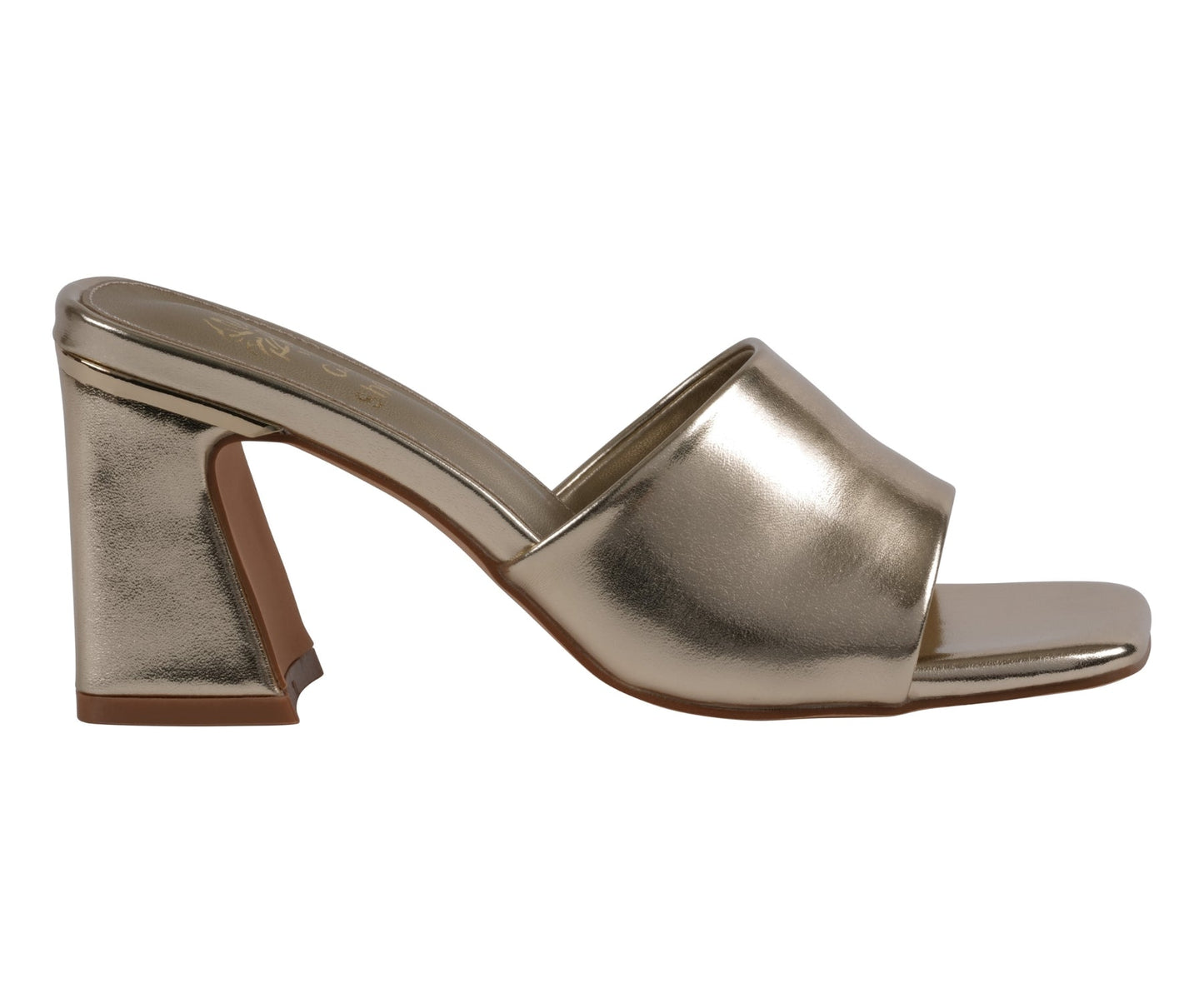 Sandalias de tacón con puntera cuadrada doradas Soho para mujer