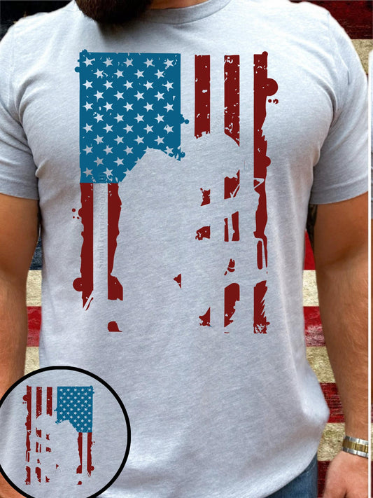 Camiseta con bandera estadounidense y soldado