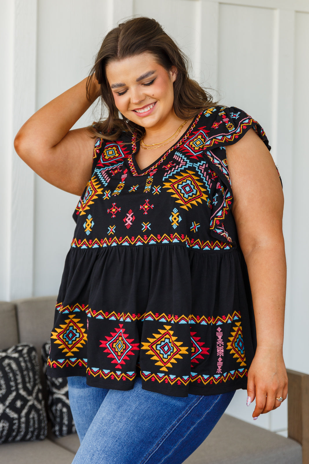 Blusa Sophia bordada en negro