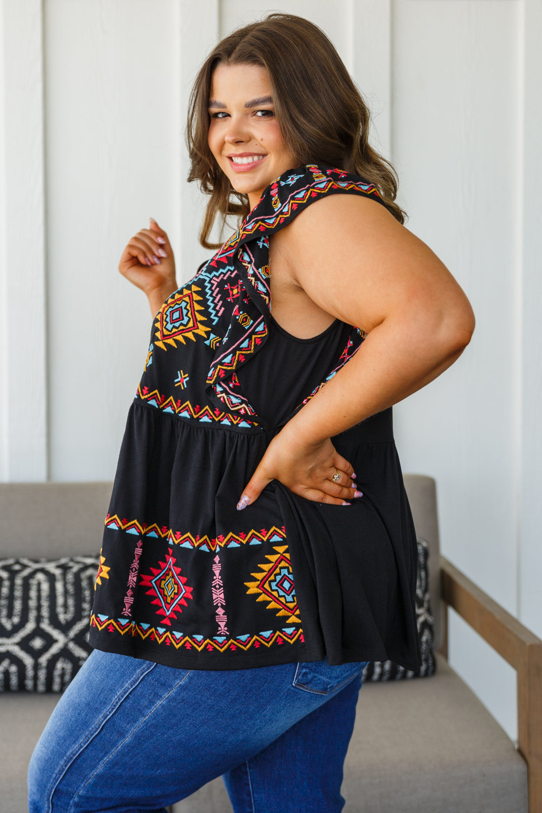Blusa Sophia bordada en negro