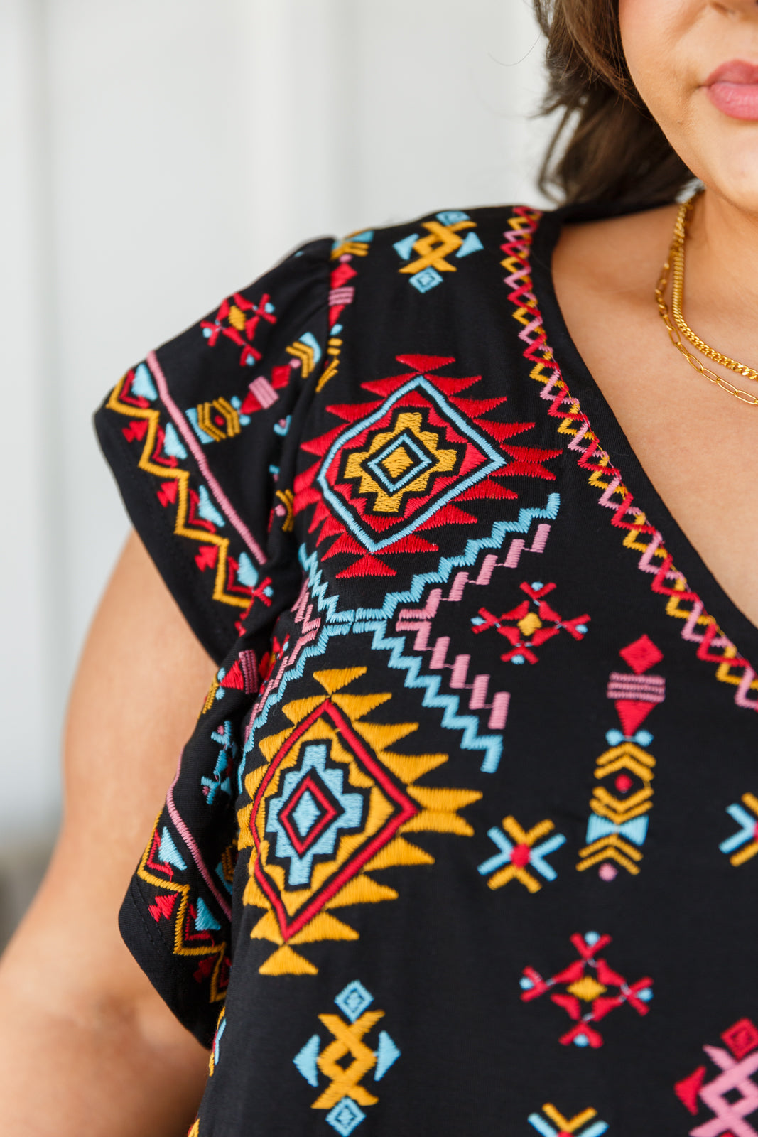 Blusa Sophia bordada en negro