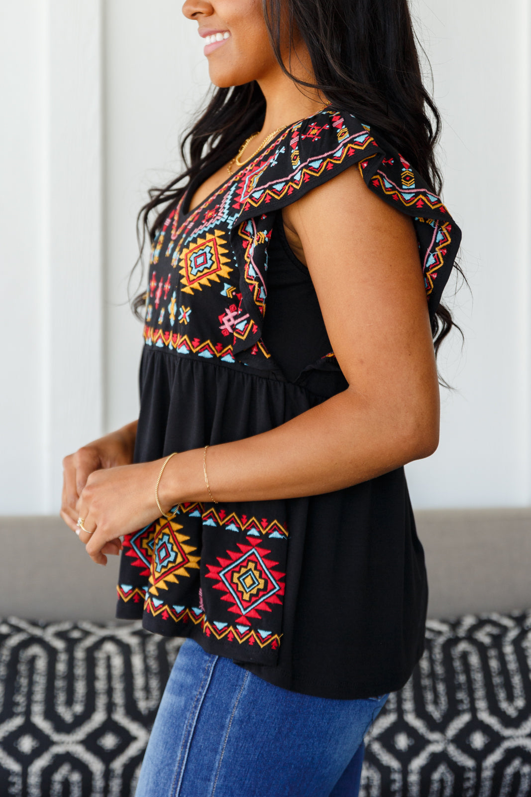 Blusa Sophia bordada en negro