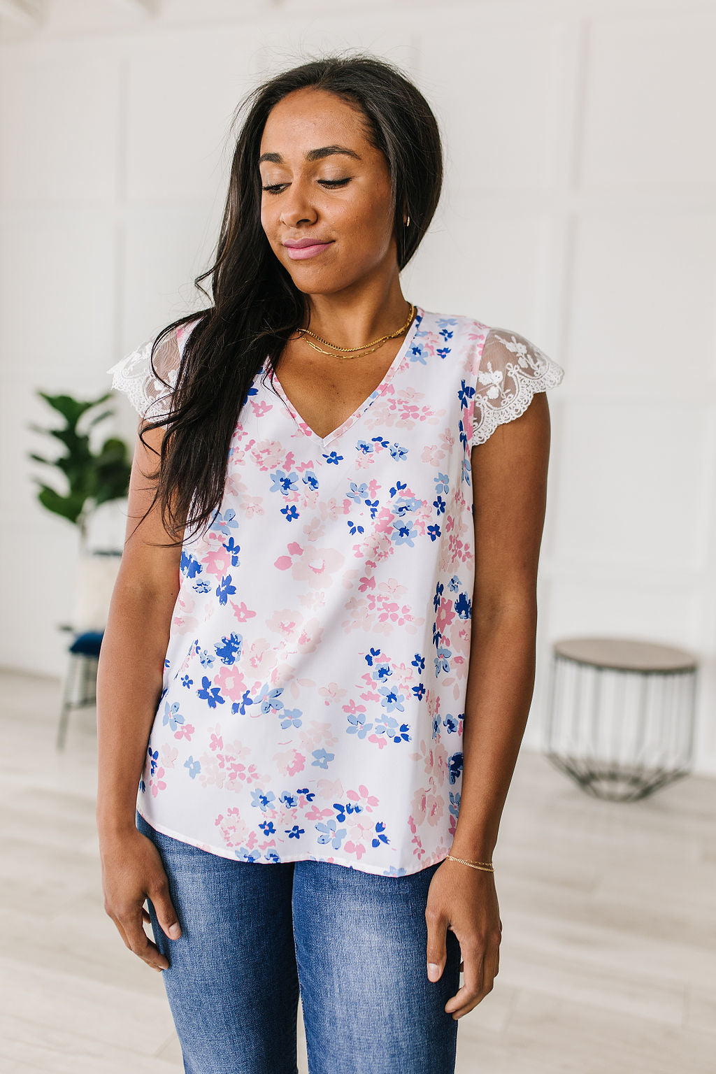 Top floral de manga de encaje "Still the One"