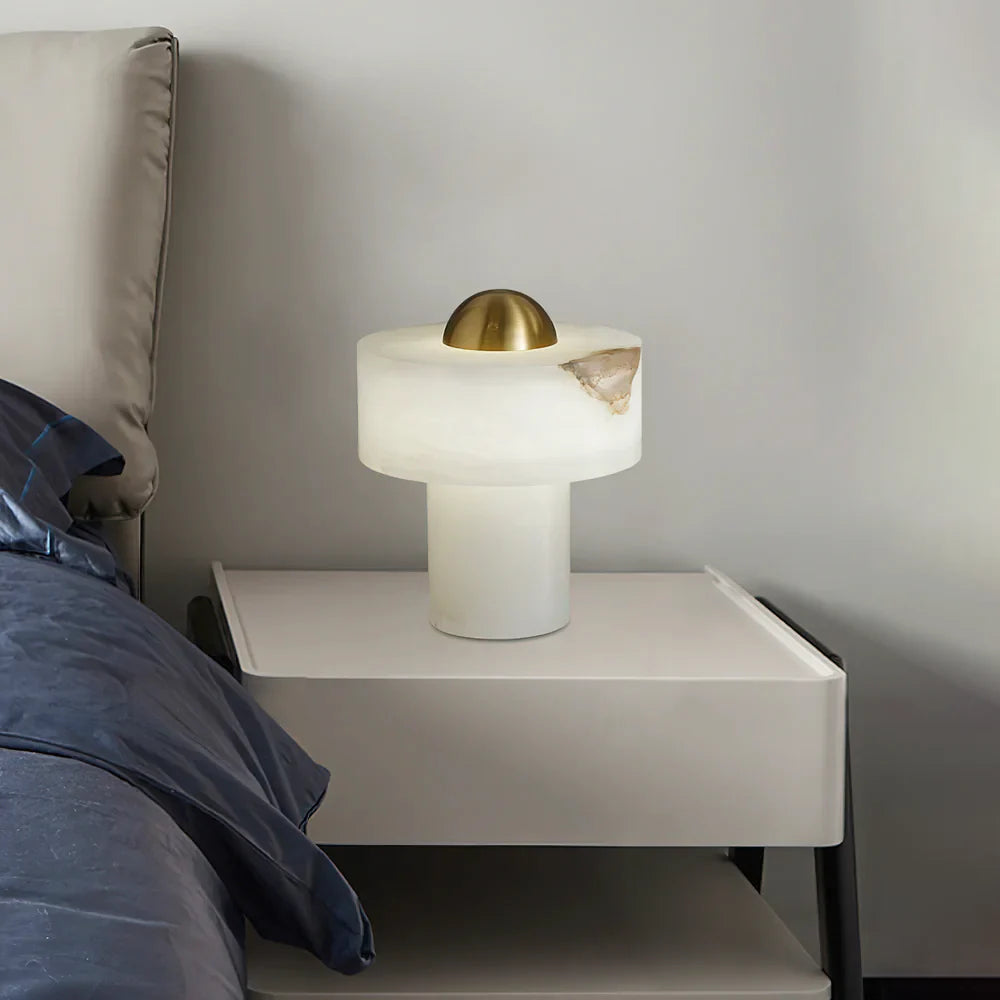 Lámpara de Mesa de Alabastro de Piedra