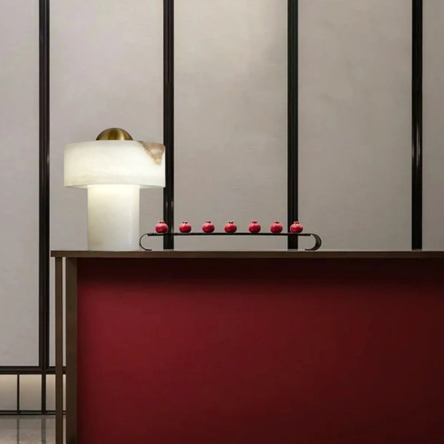 Lámpara de Mesa de Alabastro de Piedra
