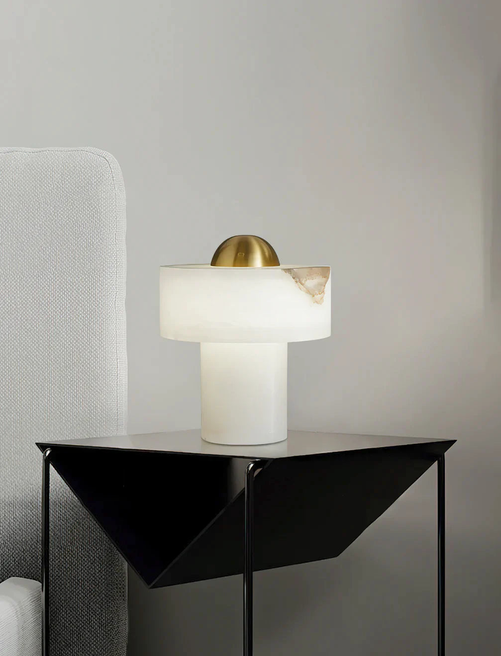 Lámpara de Mesa de Alabastro de Piedra