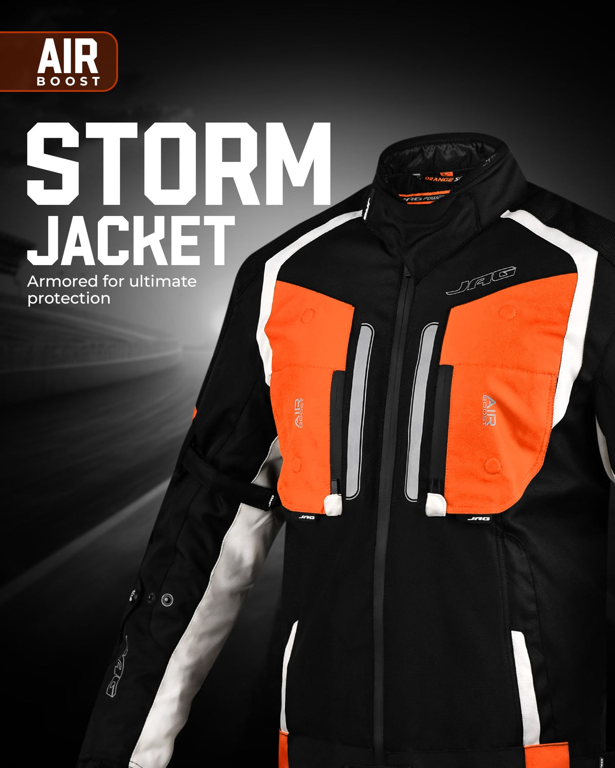 Chaqueta Protectora para Motocicleta Storm | Negro | Chaqueta para Todas las Estaciones