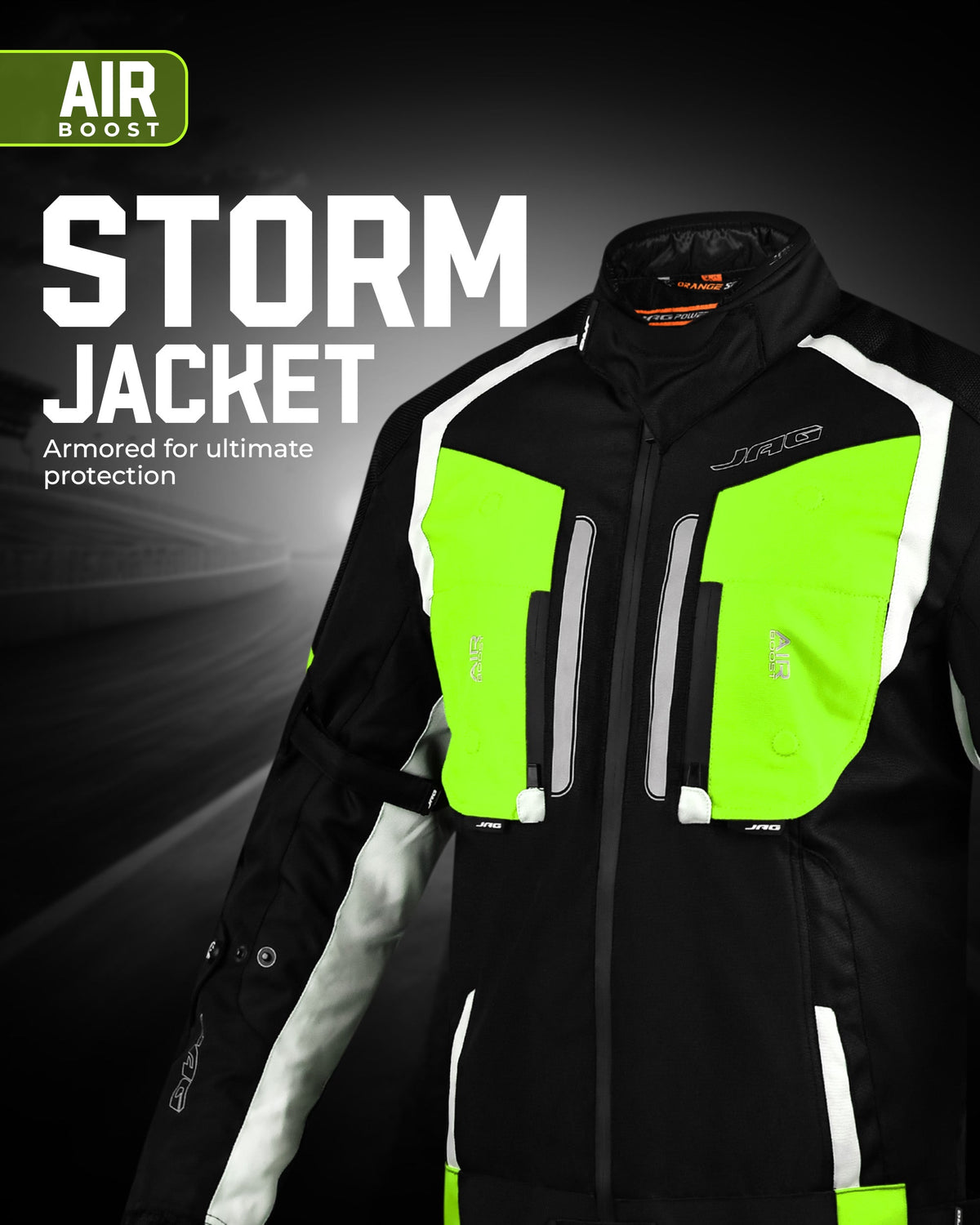 Chaqueta Protectora para Motocicleta Storm | Negro | Chaqueta para Todas las Estaciones
