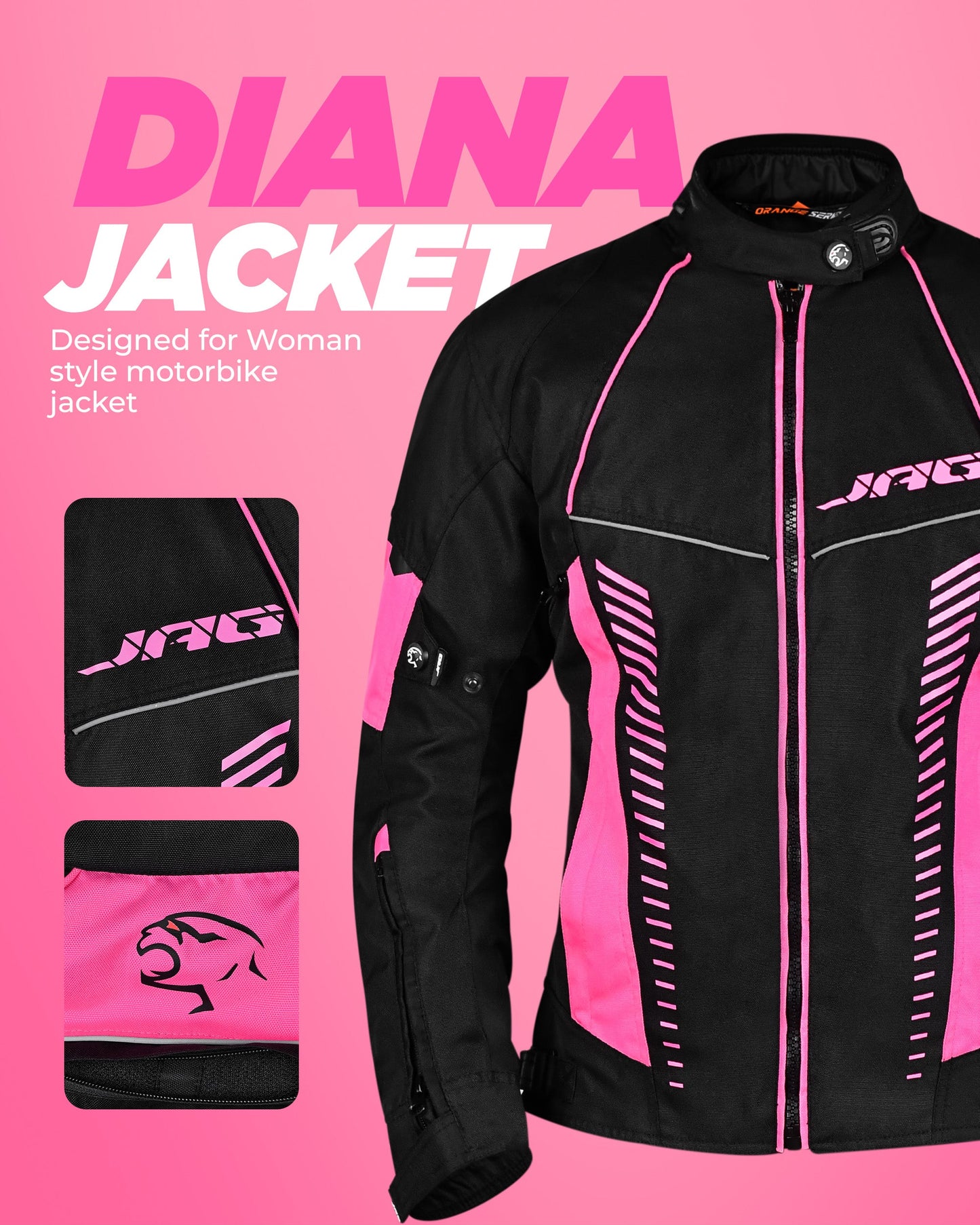 Chaqueta de Motociclista Diana para Mujer (Rosa)
