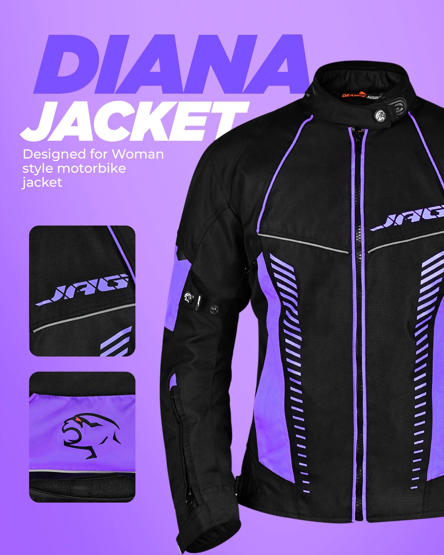 Chaqueta de Motociclista Diana para Mujer (Púrpura)