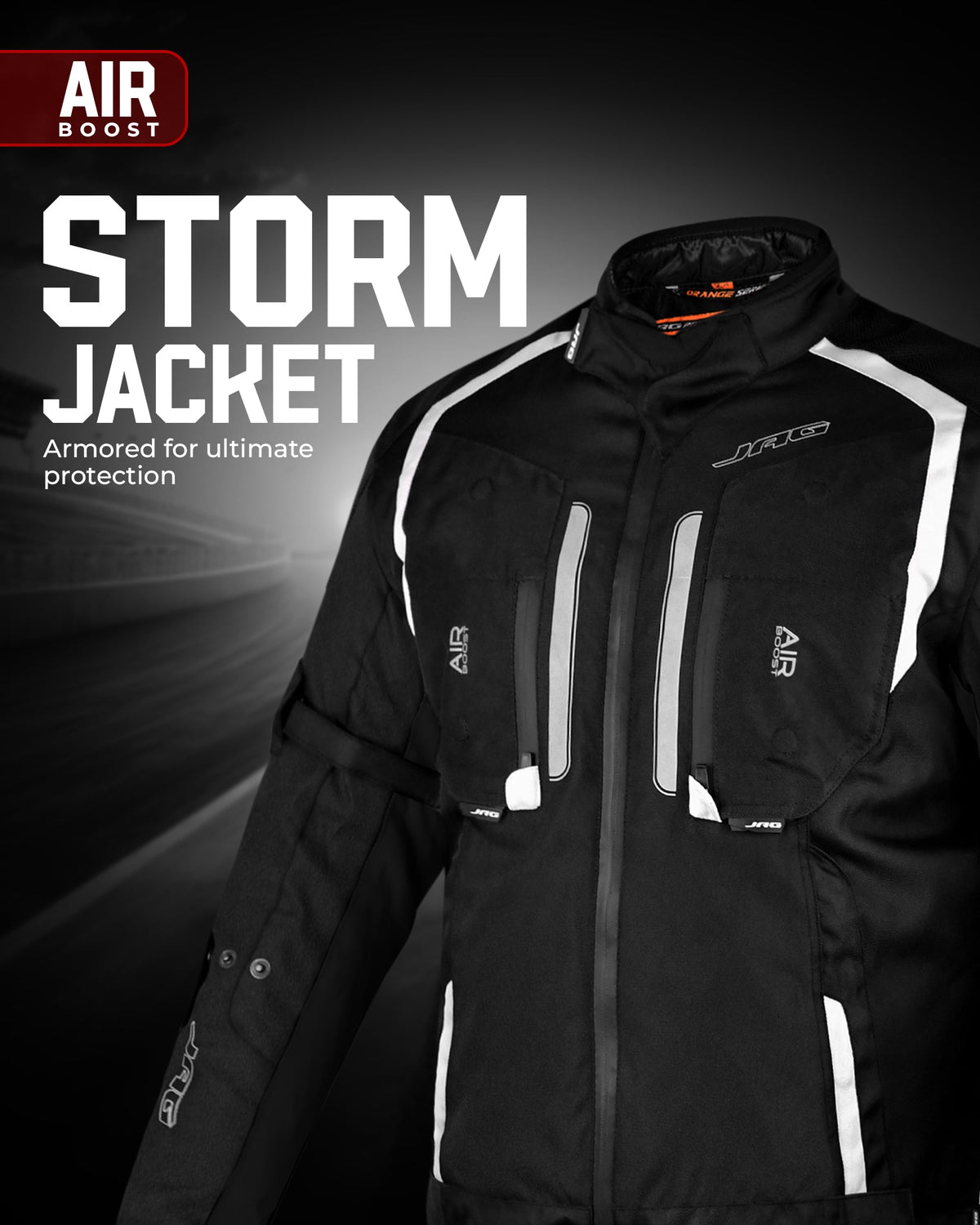 Chaqueta Protectora para Motocicleta Storm | Negro | Chaqueta para Todas las Estaciones