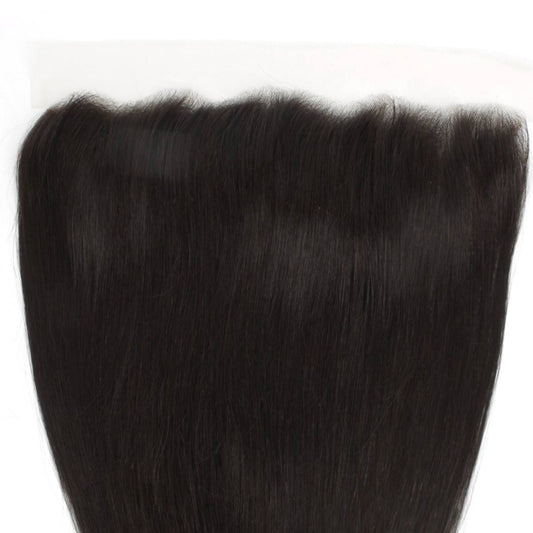 Frontal de cabello humano liso brasileño 13x4 con encaje transparente