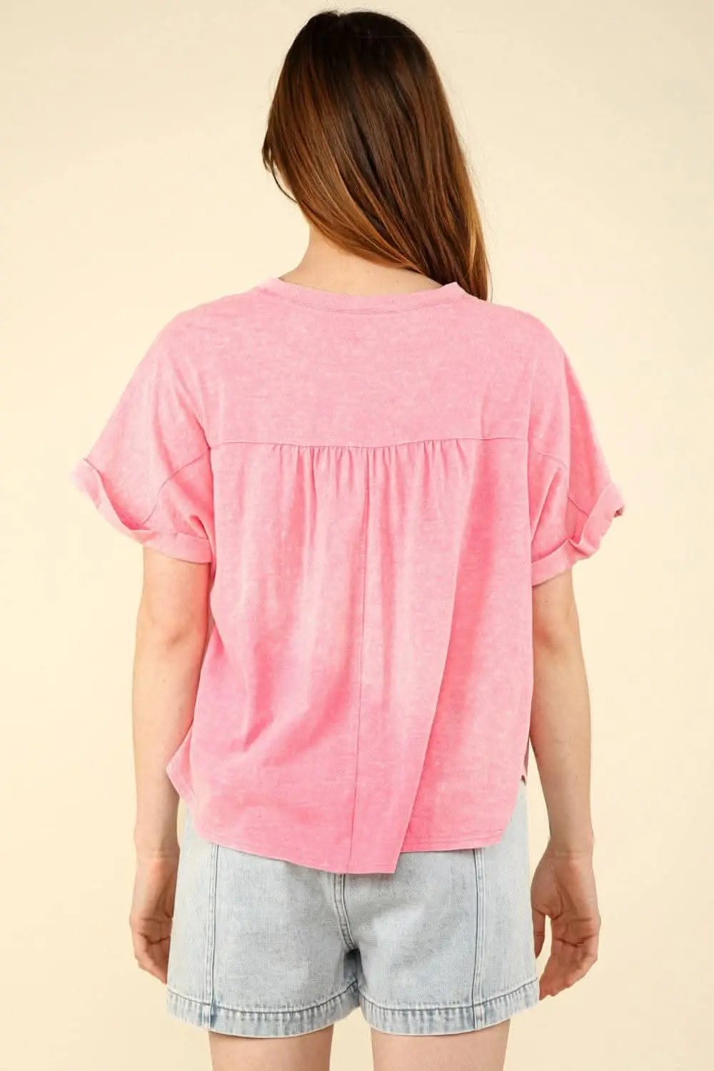 T-Shirts Trendsi Washed Tee Women's Everyday Short Sleeve T-Shirt Comfy Fit