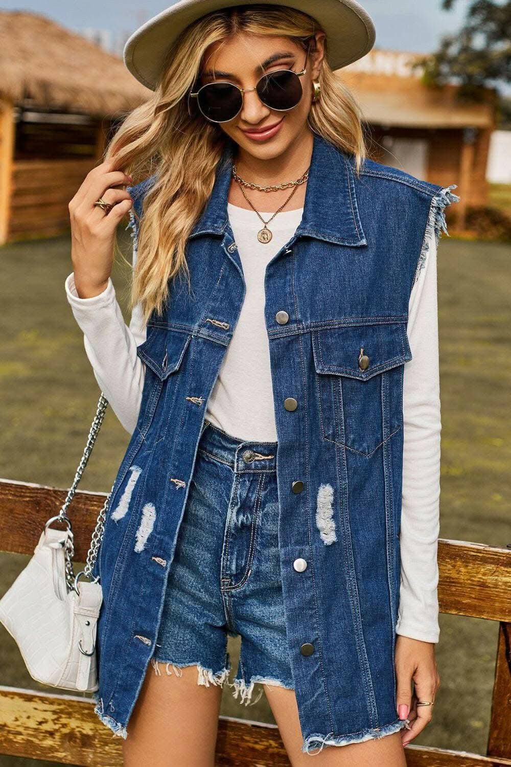 Trendsi Distressed Denim Sleeveless Top — Casual Summer Style