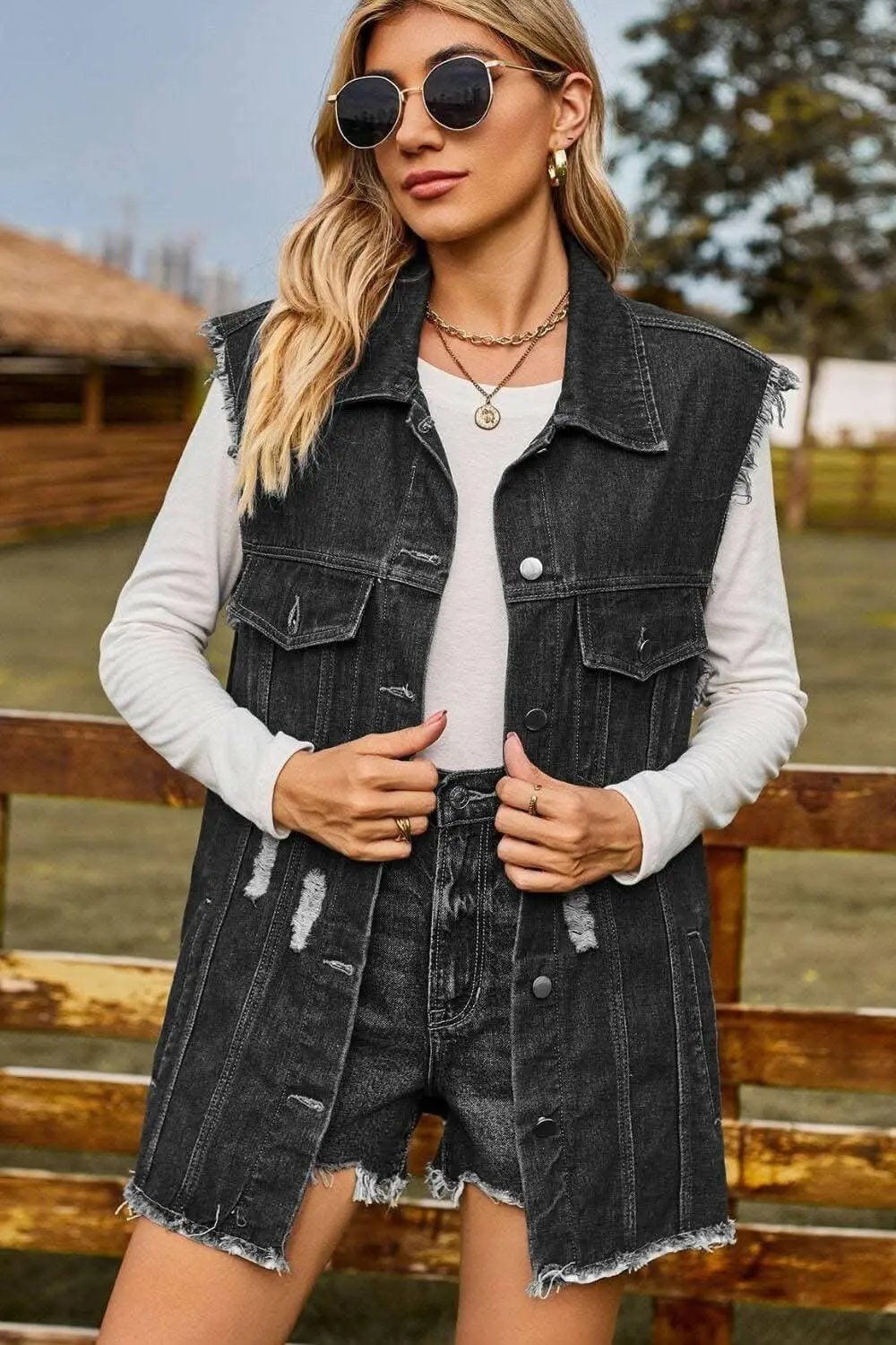 Trendsi Distressed Denim Sleeveless Top — Casual Summer Style