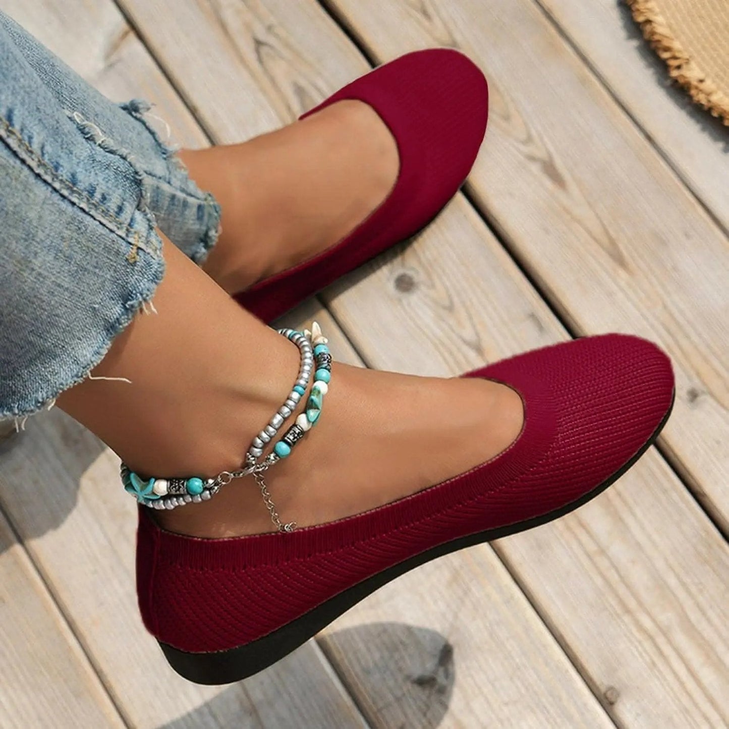 T-Shirts Trendsi Shoes - Stylish knitted ballet flats