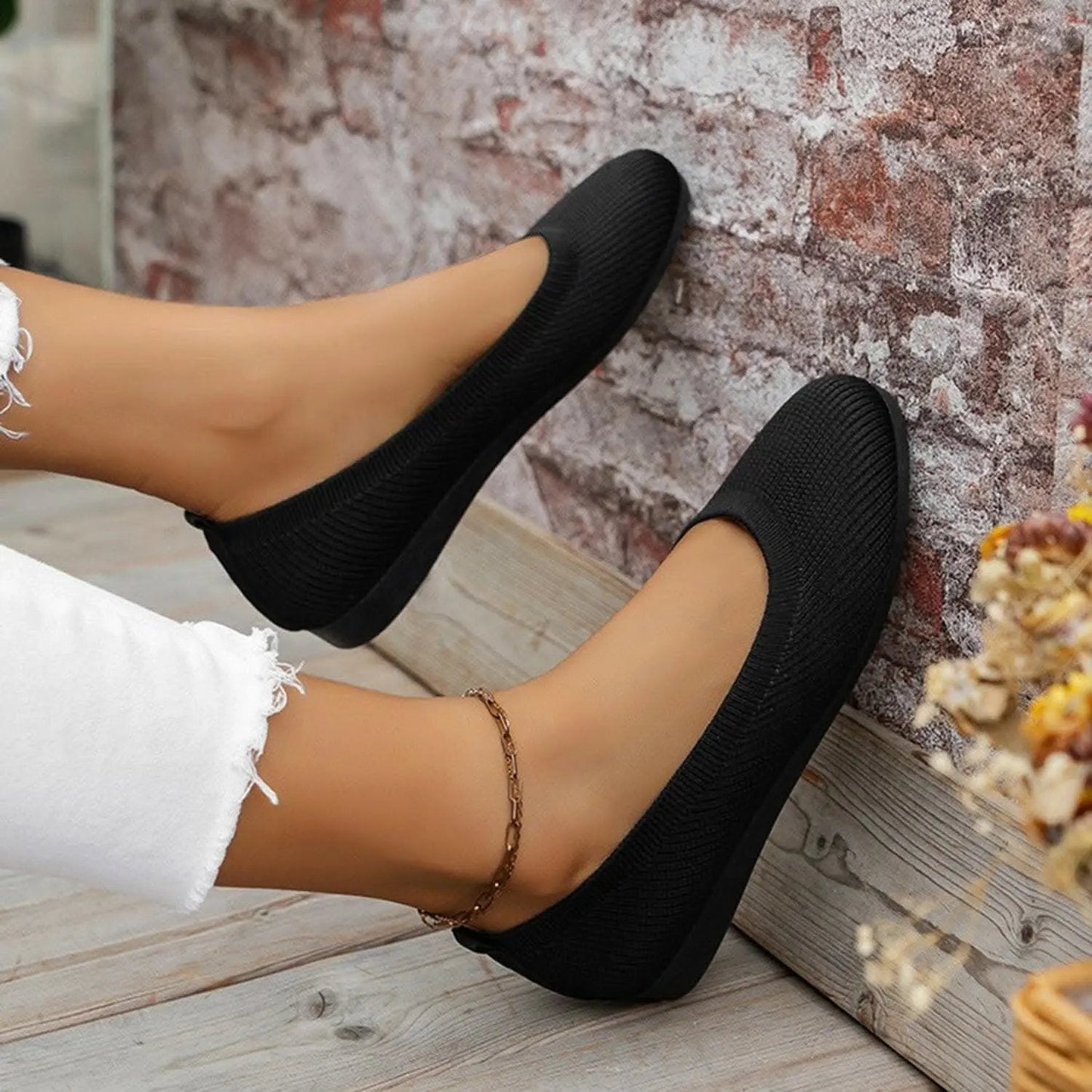T-Shirts Trendsi Shoes - Stylish knitted ballet flats
