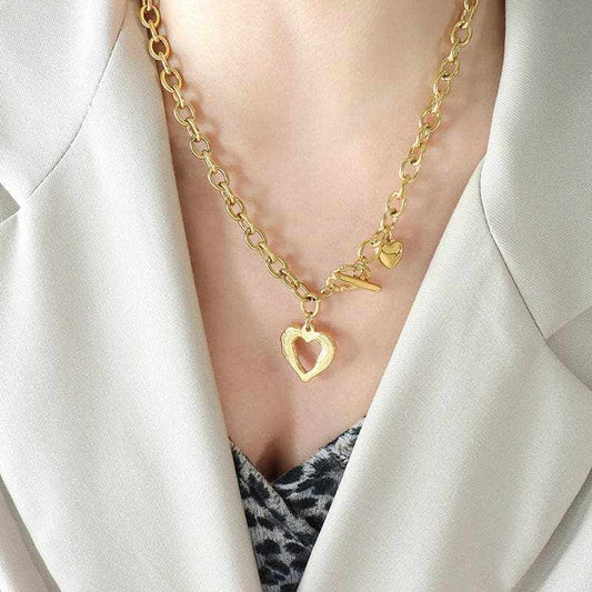 Camisetas Trendsi Collares - Elegante collar con colgante de corazón de titanio
