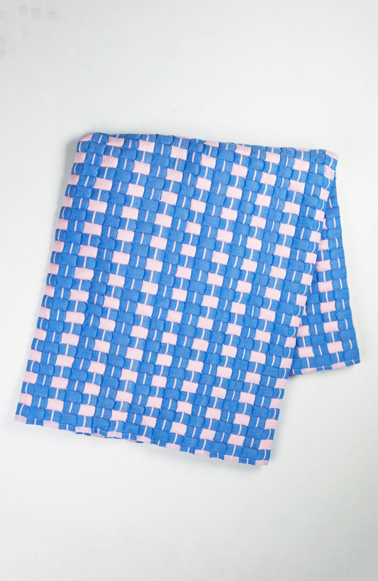 Quilted Sujani Throw Blanket - Soft Pink and Blue