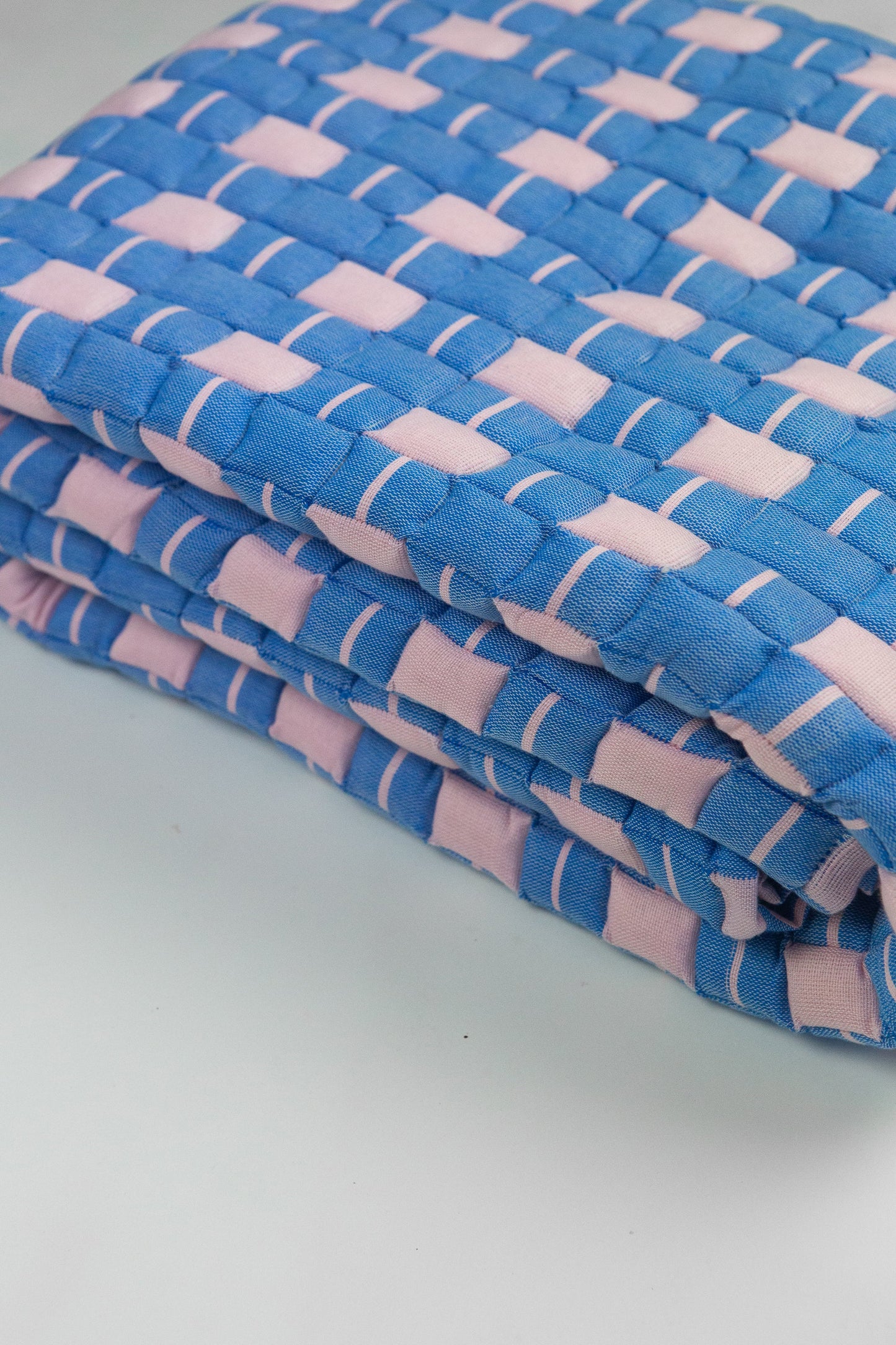 Quilted Sujani Throw Blanket - Soft Pink and Blue