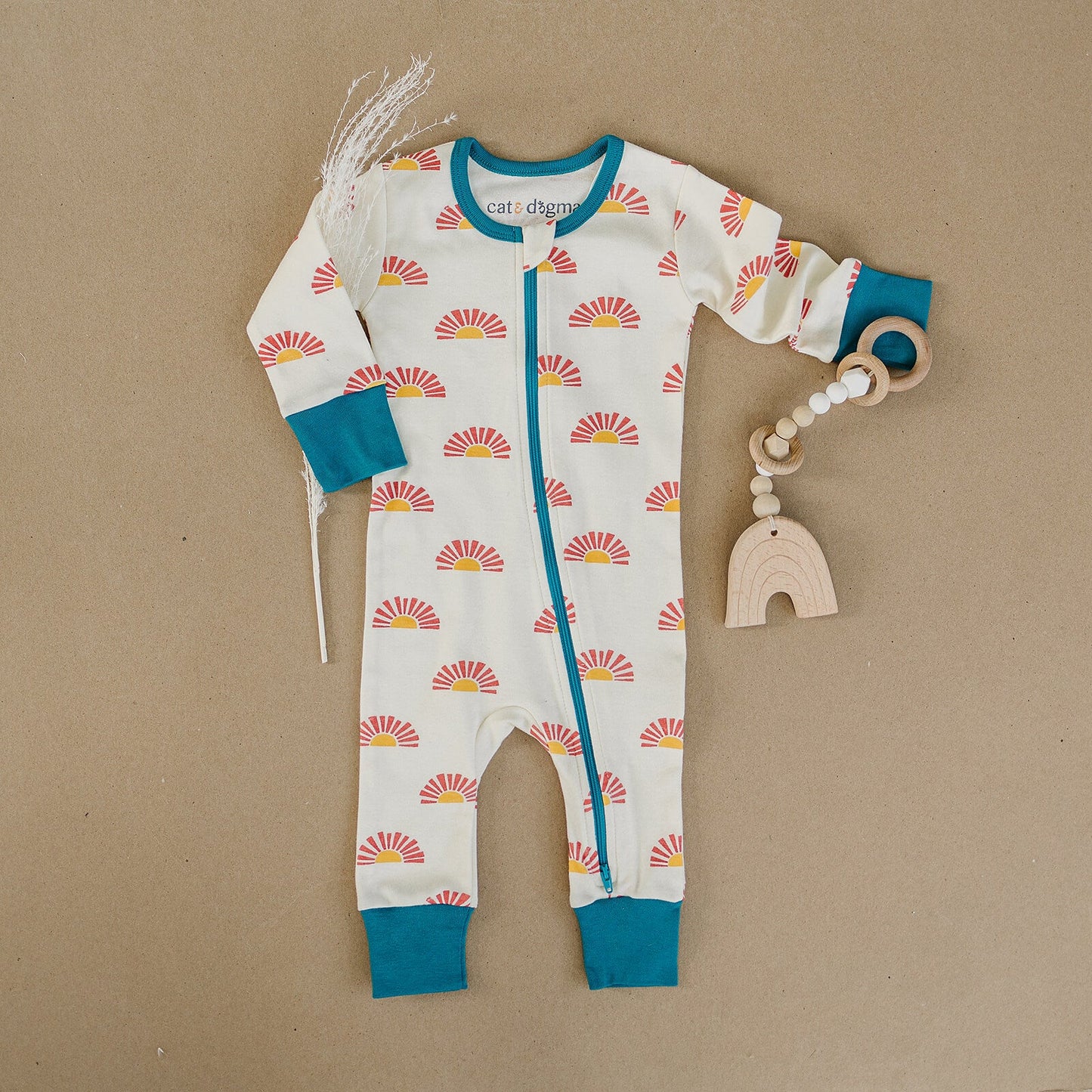 Pijama con cremallera de algodón orgánico con certificación GOTS - Amanecer