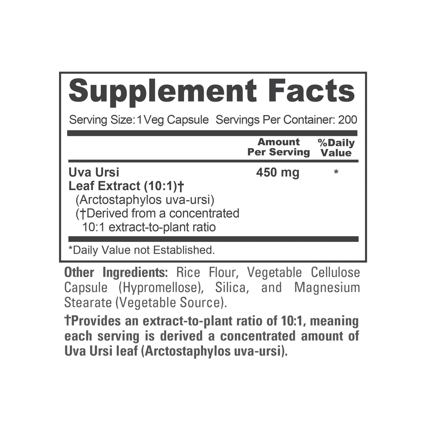NusaPure Uva Ursi 10:1 Extract, 450 mg 200 Vegetarian caps (Non-GMO, Vegan) Bearberry