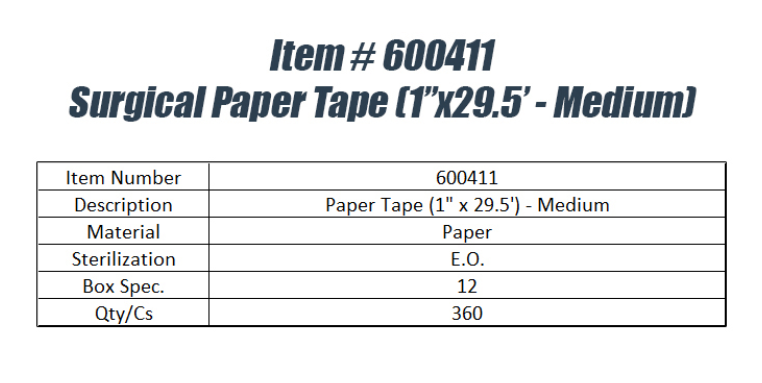 Cinta Quirúrgica de Papel Suave 1 Pulgada x 29.5 pies - Mediana - Hipoalergénica (360 unidades)