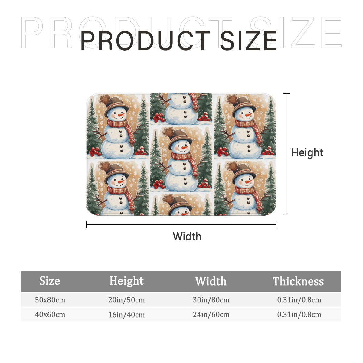 Happy Snowman Scene with Pine Trees Flannel Bath Mat
