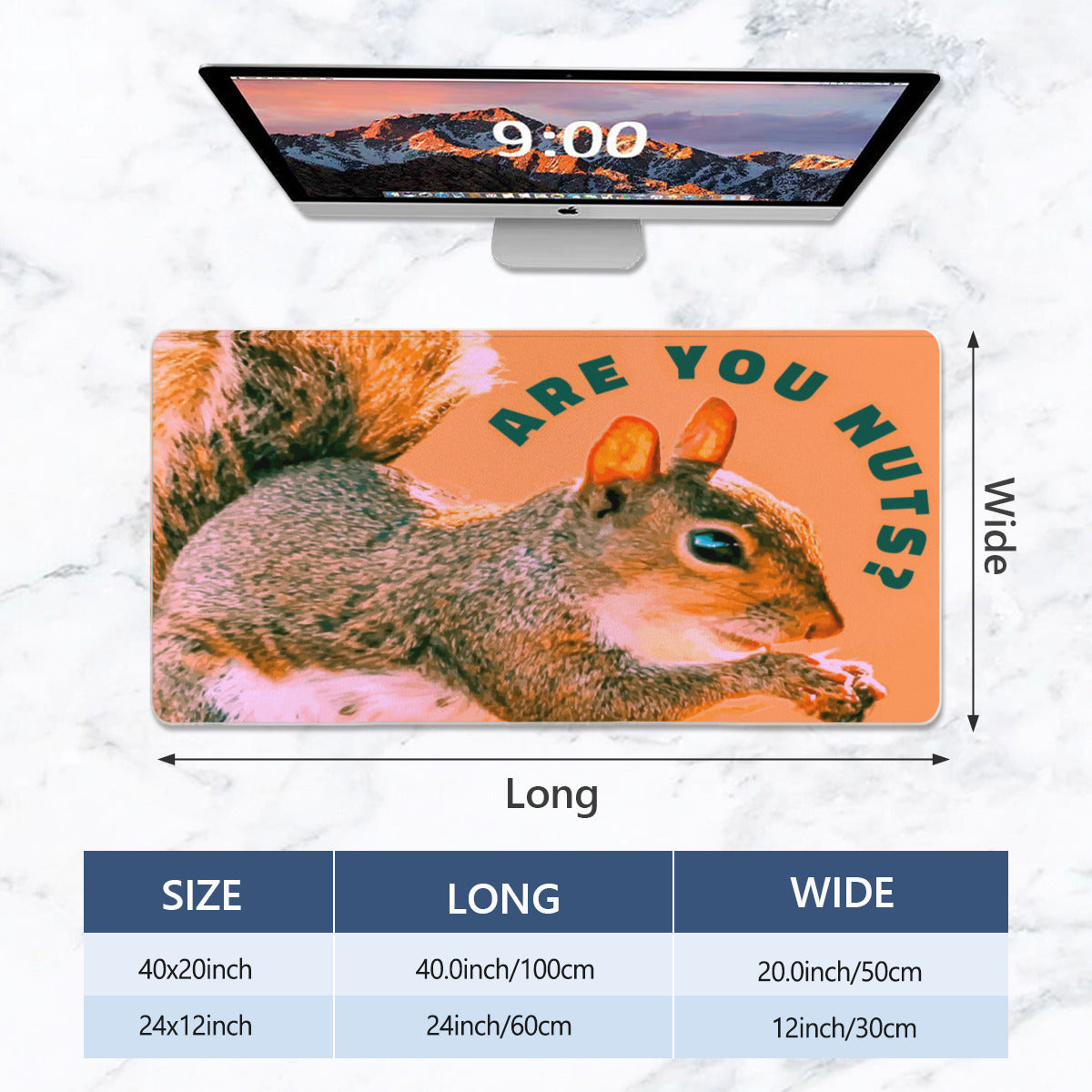 Are You Nuts Funny Squirrel Mousepad and Desk Mat - available in 2 sizes