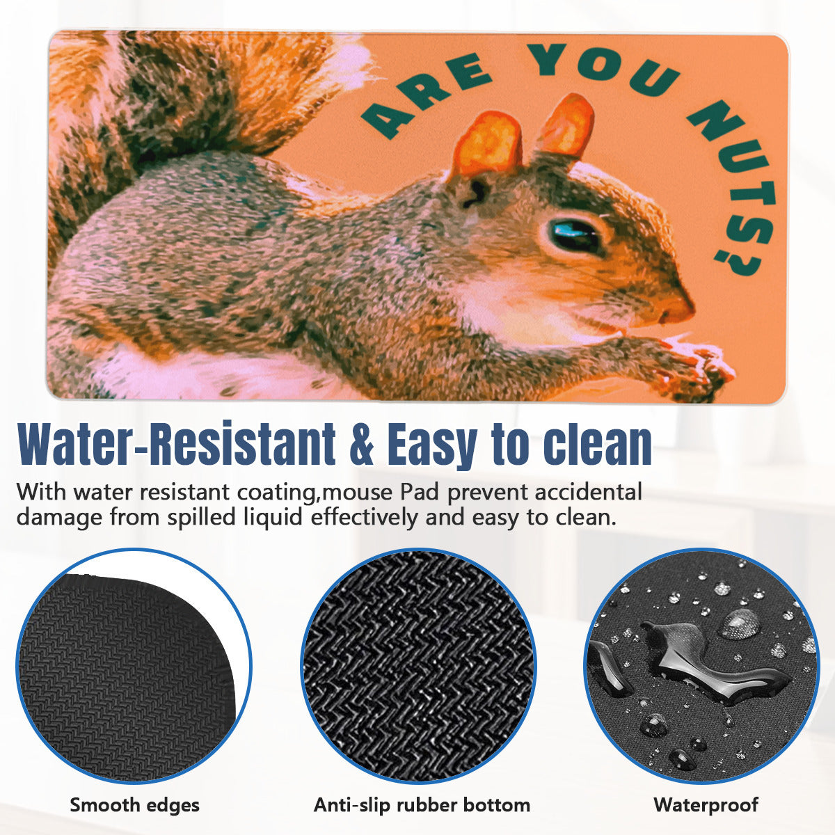 Are You Nuts Funny Squirrel Mousepad and Desk Mat - available in 2 sizes