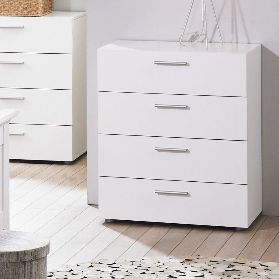 Cómoda/Buró Contemporáneo Blanco de 4 Cajones para Dormitorio