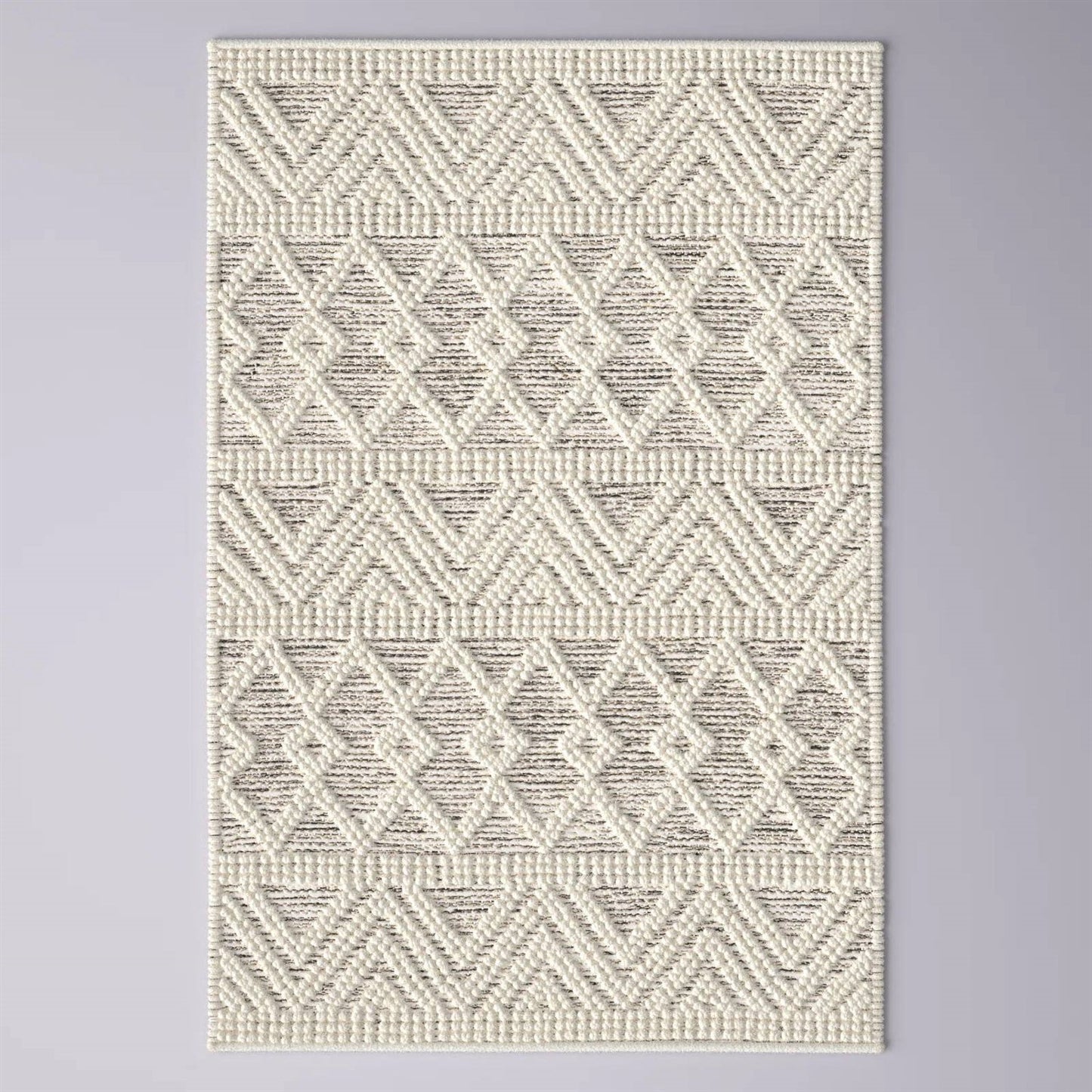 Alfombra de área estilo persa tejida a mano de 2 pies x 3 pies, mezcla de lana, gris, beige y marfil