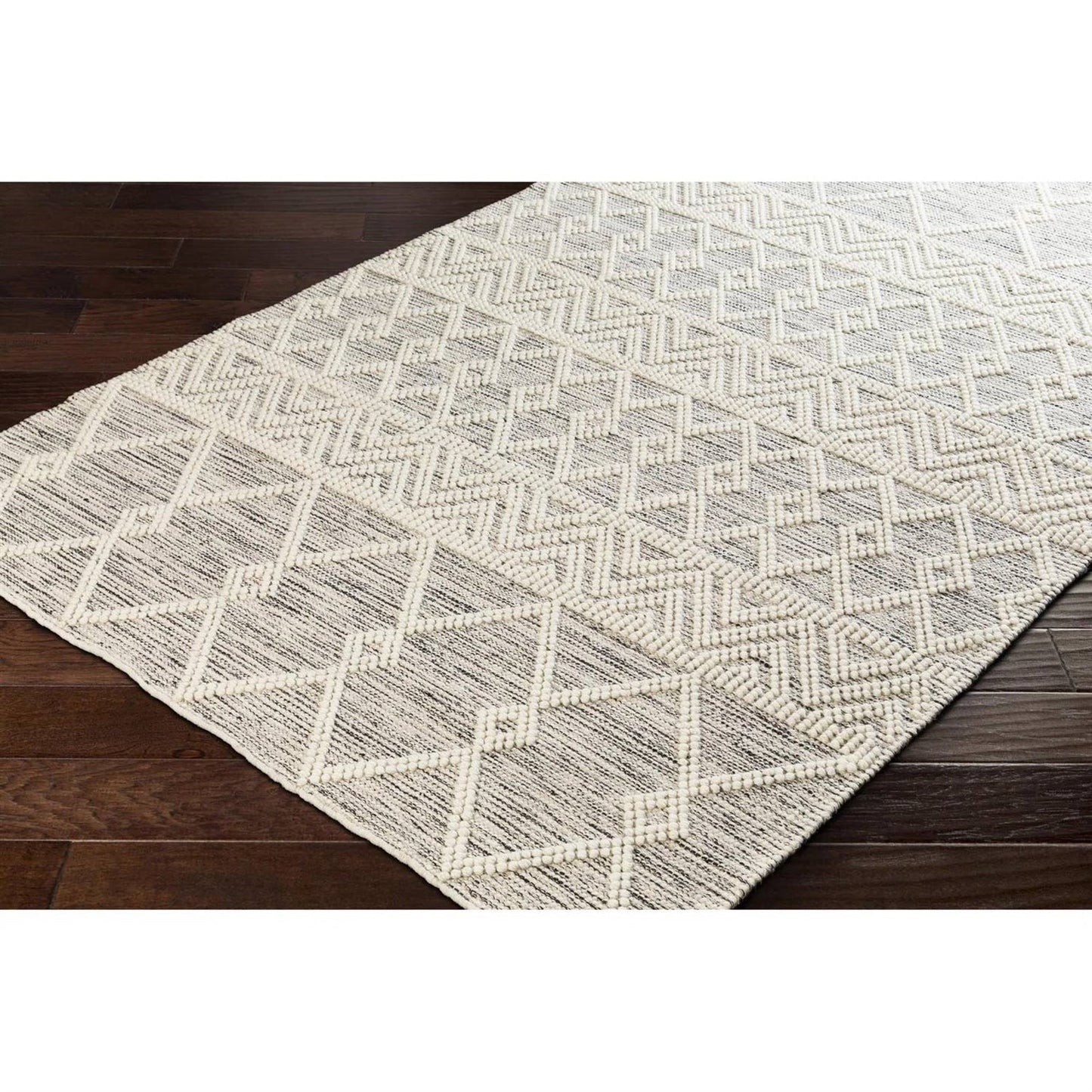 Alfombra de área estilo persa tejida a mano de 2 pies x 3 pies, mezcla de lana, gris, beige y marfil