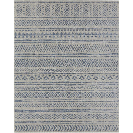 Alfombra de área para interiores y exteriores estilo boho costero con estampado chevron gris azulado, de 60 cm x 90 cm