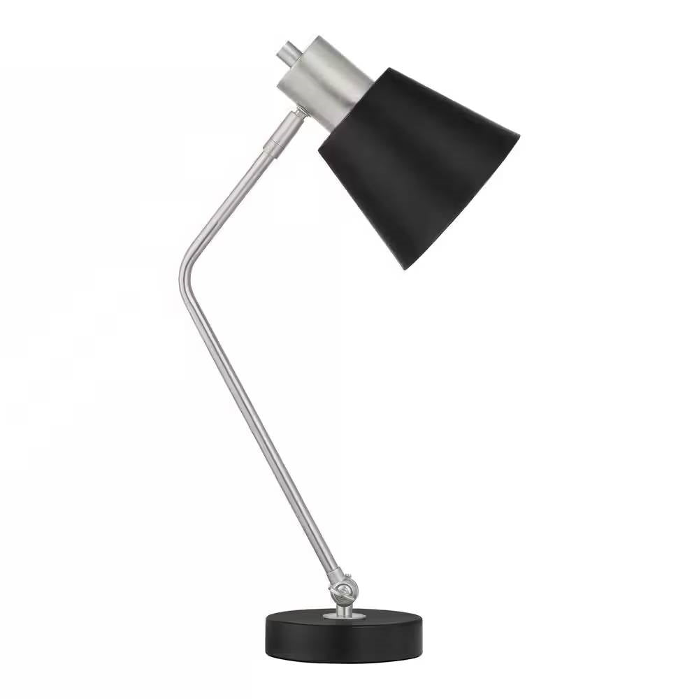 Lámpara de mesa moderna y sencilla de metal con pantalla negra e inclinación ajustable