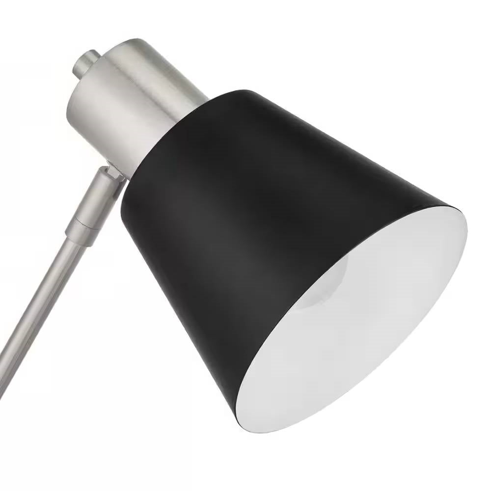 Lámpara de mesa moderna y sencilla de metal con pantalla negra e inclinación ajustable