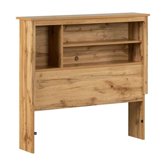 Cabecero de estantería moderno estilo escandinavo, tamaño individual, con acabado en madera de roble