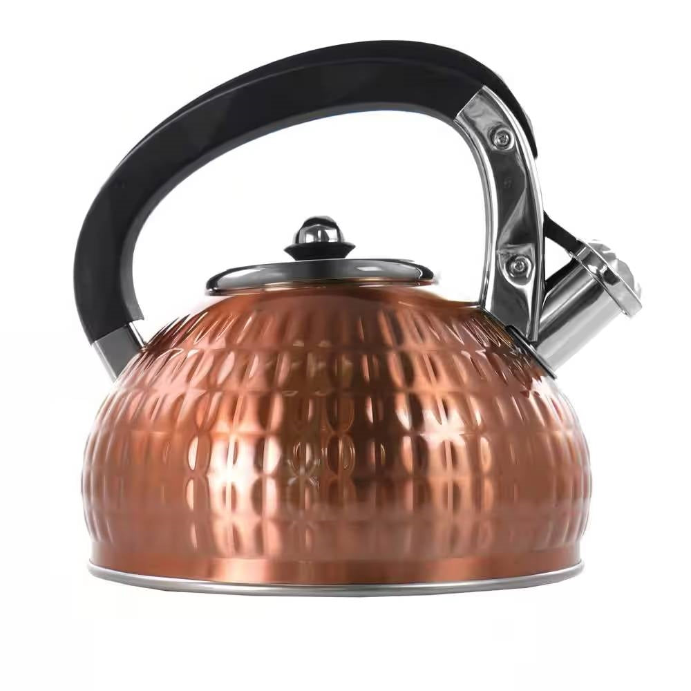 Hervidor de té silbante de acero inoxidable de 3 litros en cobre