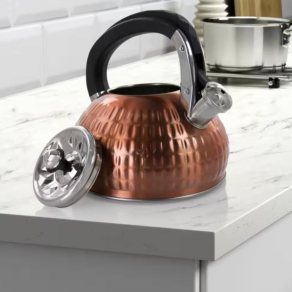 Hervidor de té silbante de acero inoxidable de 3 litros en cobre