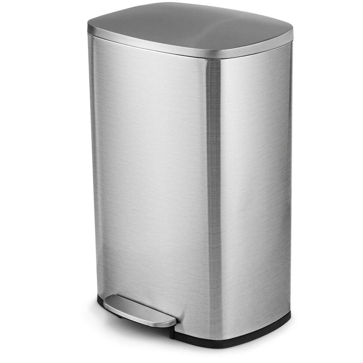 Cubo de basura de cocina moderno de acero inoxidable de 13 galones con diseño de pedal