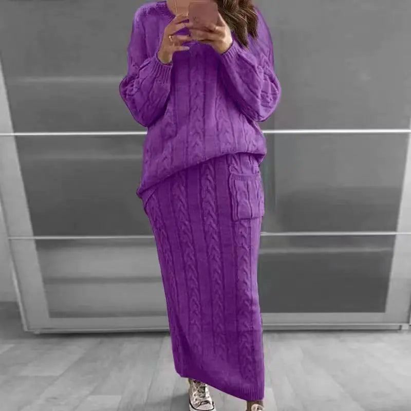 Autumn Winter Women's Fashion Sweater Dress Set