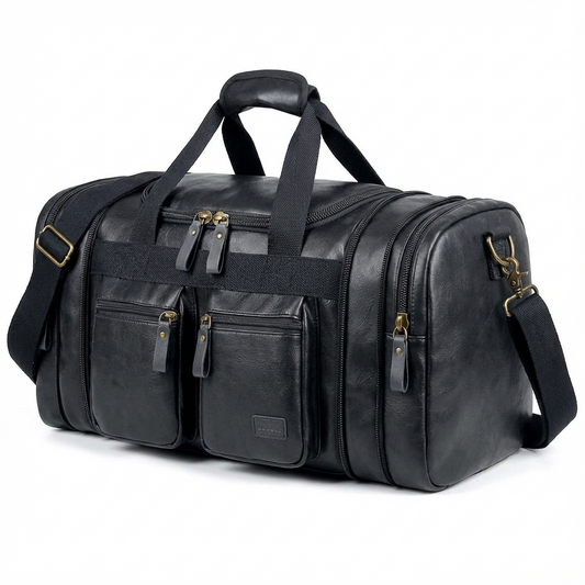 Elegante Bolso de Viaje de Cuero tipo Duffel Weekender – 40L Expandible de Cabina